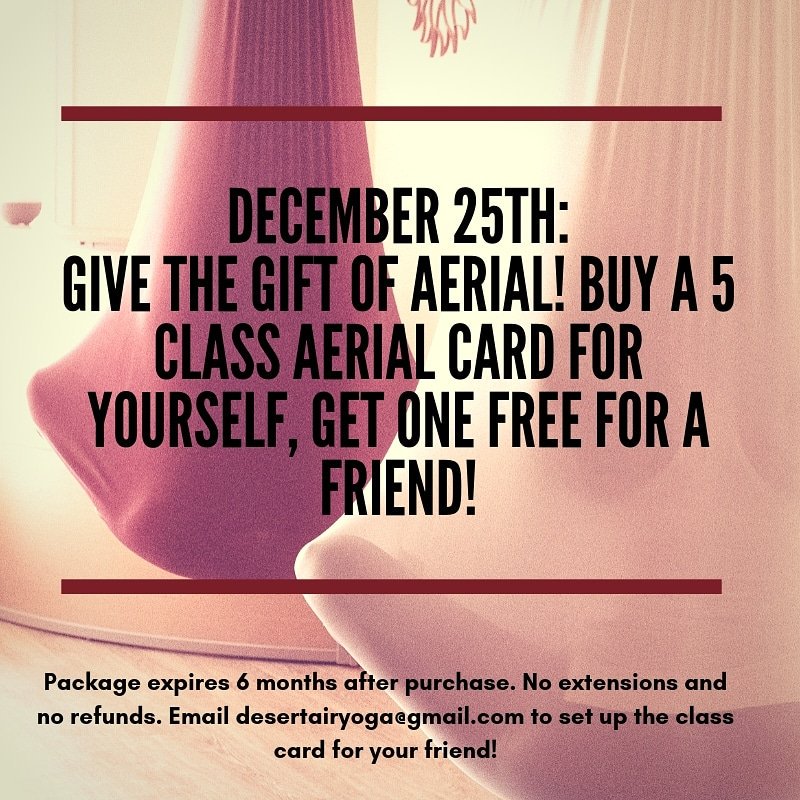 FitnFlyYogi's tweet photo. Purchase a 5 class aerial yoga and get one FREE for a friend ($200 value for $100)! Reply to your emailed receipt, or send an email to desertairyoga@gmail.com after you purchase, to ensure that the FREE 5 class card gets to the correct person!
#aerialyoga #scottsdalearizona https://t.co/u2TLsygIbC