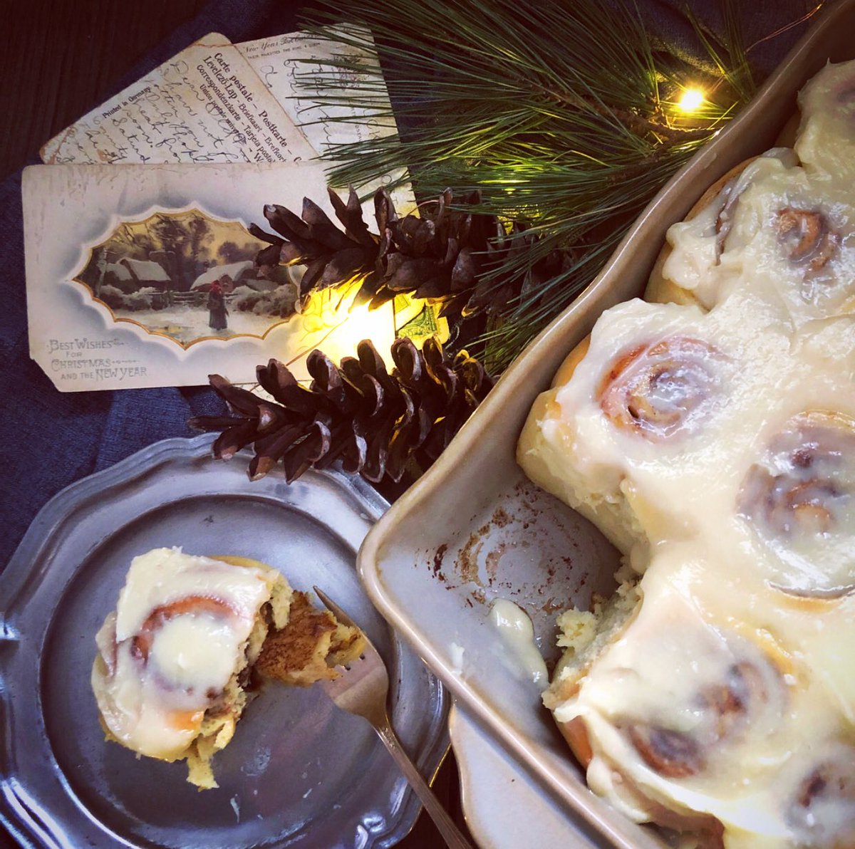 beet_turnip's tweet photo. Merry Christmas everyone! My wake up call came at 5am from 3 excited boys! Pictured are Eggnog Brioche Cinnamon Rolls slathered in a Browned Butter Frosting, perfect for an early morning! 
#cinnamonrolls #goodmorning #christmas #chef #breakfast #thatsdarling #sweet #happy https://t.co/3QnmdbXnL4