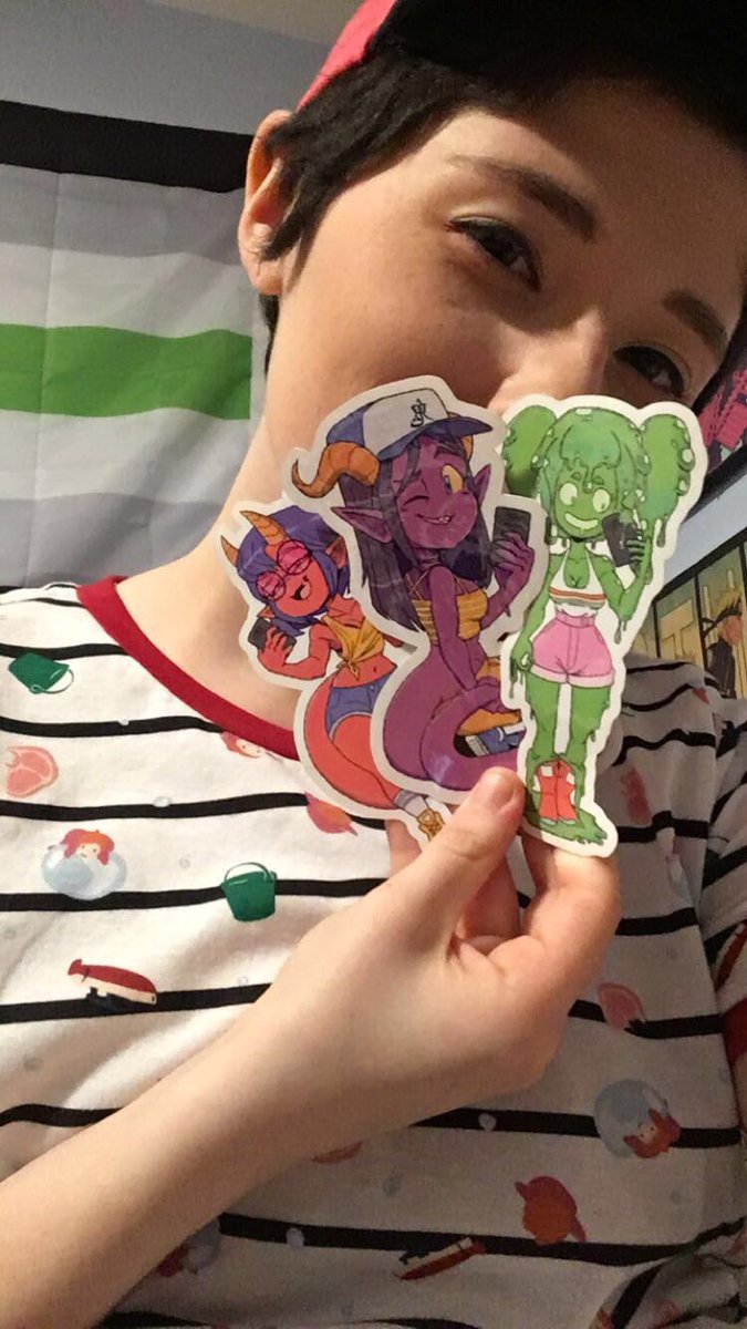 ToonLasagna's tweet photo. Happy to have gotten some monster girl stickers and @RubberNinja’s Sketchbook for Christmas! My name is spelled wrong but that’s alright. https://t.co/5J0rc03v94