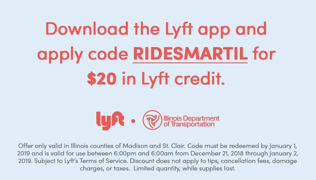 Need a lift?  Use Lyft!  #DriveSoberIllinois #SafetyLyftIllinois