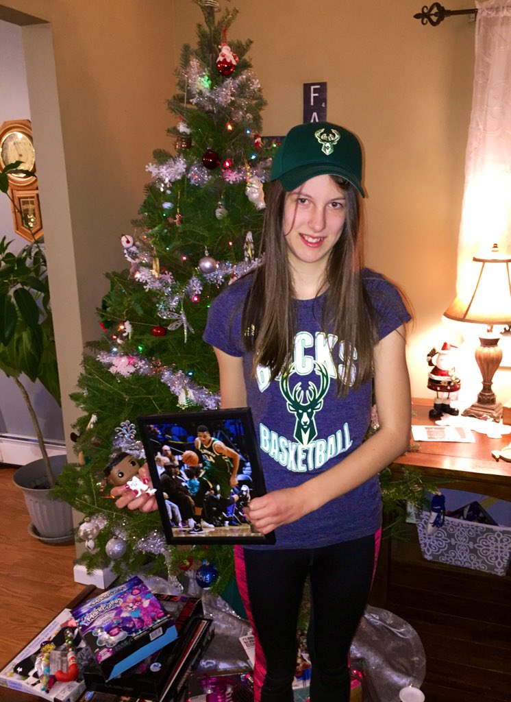 CL25Tomlinson's tweet photo. My 11 year old sister almost fainted this morning when she got her @Bucks tickets for Dec 27th. She will be sitting in the 6th row, section 111. She would love to meet her favorite player @Giannis_An34 @mariahdanae15 RT, like, share https://t.co/WtFYnSDImP