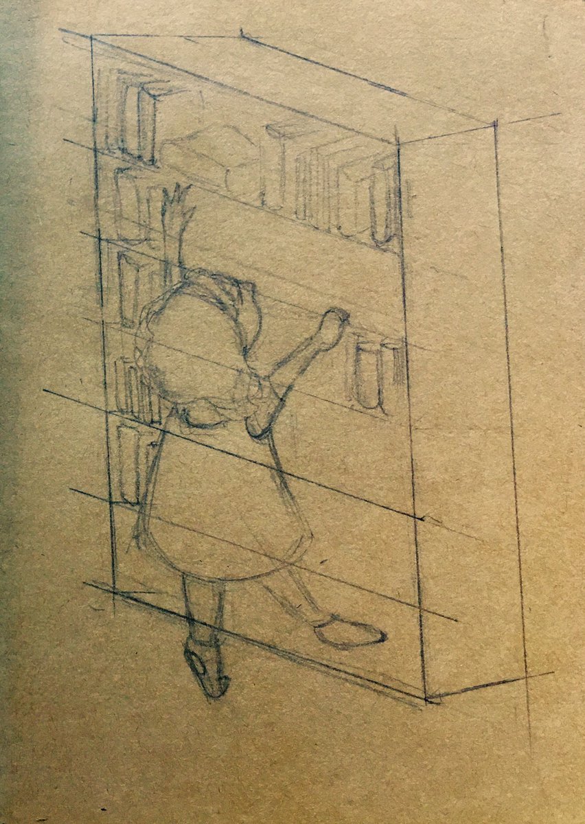 Gumption_Girl's tweet photo. Inktober 2018 Day 26 "Stretch"

The book you want is always the one out of reach
If we could only stretch that little bit more...

#inktober #inktober2018 #InktoberDay26 #stretch #stretching #Books #bookcase #bookworm #tomes #short  #shortgirlproblems #woodgrain #micron #gouache https://t.co/TFnXnWkZBy