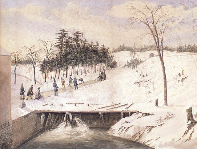 Curling on the Don River, Toronto., 1836.