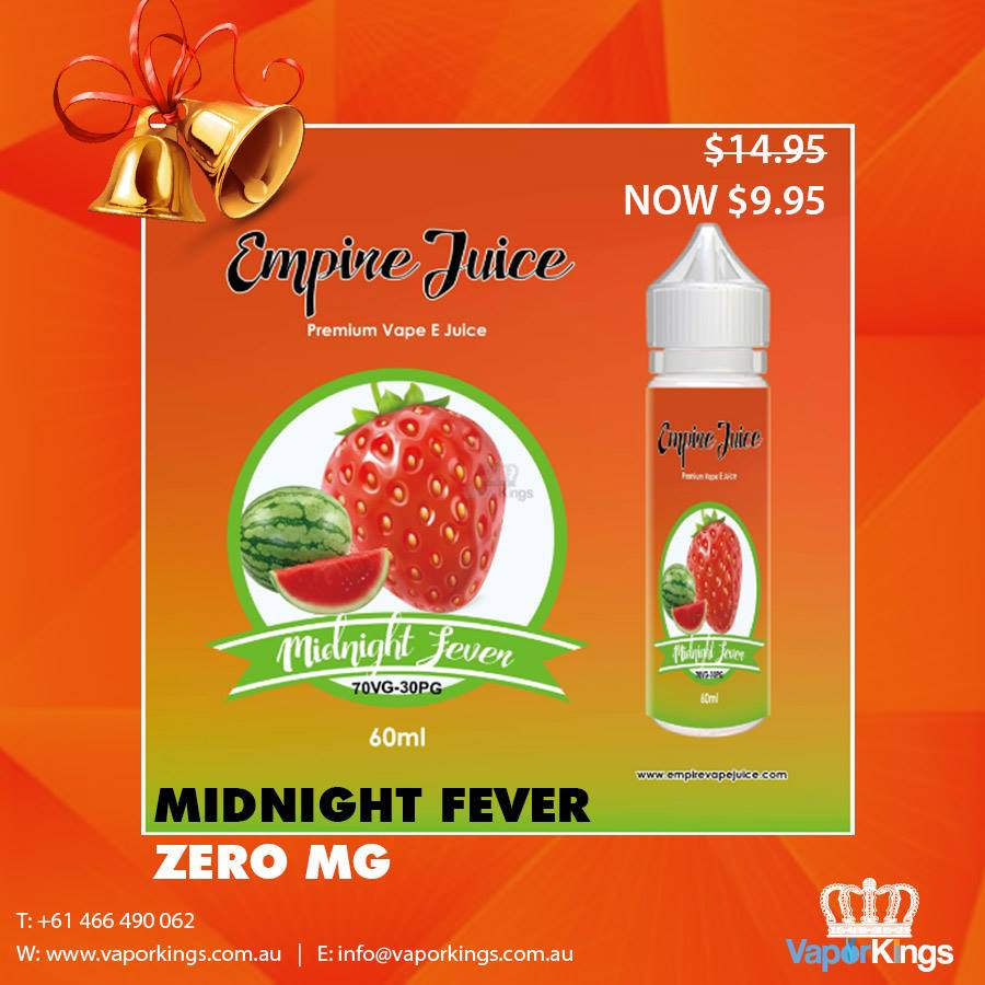 Vapour_Kings's tweet photo. Midnight Fever is an explosive blend of #Strawberry and #Watermelon with a surprisingly refreshing taste, 70%VG-30%PG
Our e-liquid blends are comprised of 3 different PG/VG ratio. 
https://t.co/VnMNqJ7tnZ https://t.co/vGPcjgDM4M