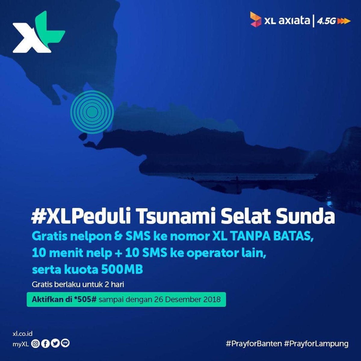 tegar_roli's tweet photo. mari untuk saling bergotong royong, seperti #XLPeduli Tsunami selat sunda ini memberikan layanan gratis nelpon dan SMS ke Nomor XL TANPA BATAS, dengan jaringan internet super cepat dan stabil @XLAxiata_Tbk yang mantab dan keren berharap negri ini #JadiLebihBaik.. https://t.co/7bEL0aFv7Q