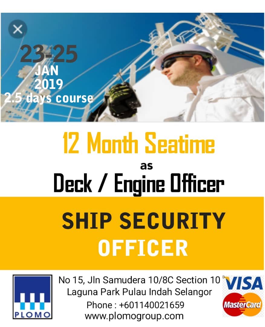 HumanPlomo's tweet photo. SHIP SECURITY OFFICER 👨🏻‍✈️ (SSO)

Course is designed to identify the basic entry requirements 

To specify clearly the technical content and levels of knowledge and skill necessary to meet the intent of IMO conventions and related recommendations

Join us for depeer knowledge 🧐 https://t.co/1fVq7YGILE