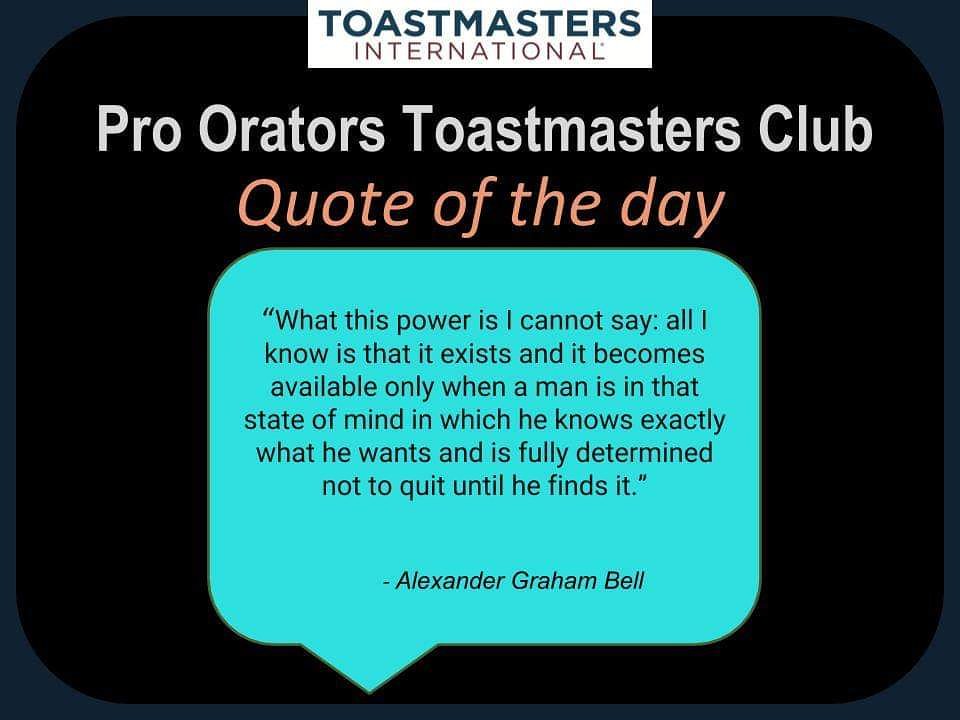 ProOratorsTM's tweet image. Let the world know you are a Pro Orator!

Join us in our next meeting on 27th December, from 6:30 PM.

#proorators
#toastmastersinternational
#speaking
#communicationskills
#publicspeaker
#publicspeaking
#Leadership
#leadershipskills
#leadershipgoals
#quoteoftheday
#Motivation