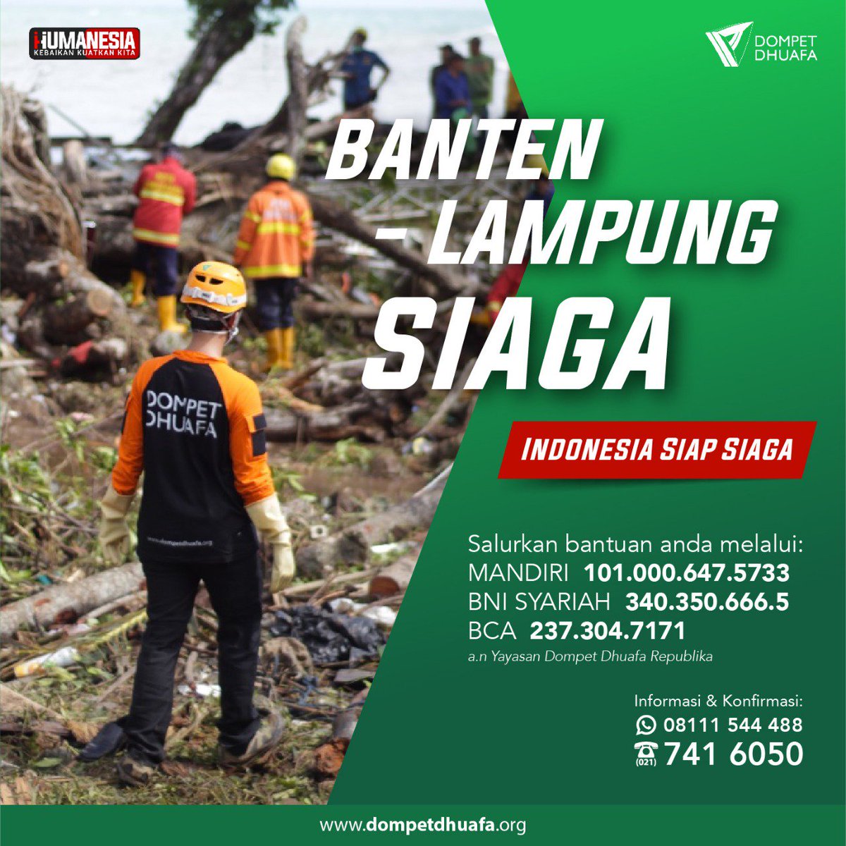 Sahabat, yuk ikut menjadi bagian dari kekuatan para korban terdampak tsunami, dengan berdonasi untuk meringankan beban mereka, melalui:
kemanusiaan.dompetdhuafa.org/indonesiasiaps… #TsunamiSelatSunda