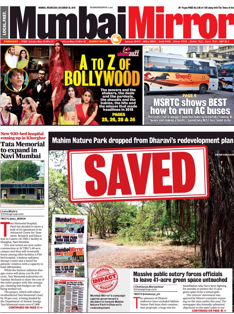 chaitanya_pm's tweet photo. @MumbaiMirror’s #SaveMNP campaign finally wins! Maharashtra Nature Park dropped frm Dharavi Redevelopment Project, excluded frm global tenders. Hope it stays that way, we’ll keep watch. Ty @AUThackeray @NAGAR_Ngo @VanashaktiIndia fr raising the issue & filing objections. https://t.co/3c9jFqKClH