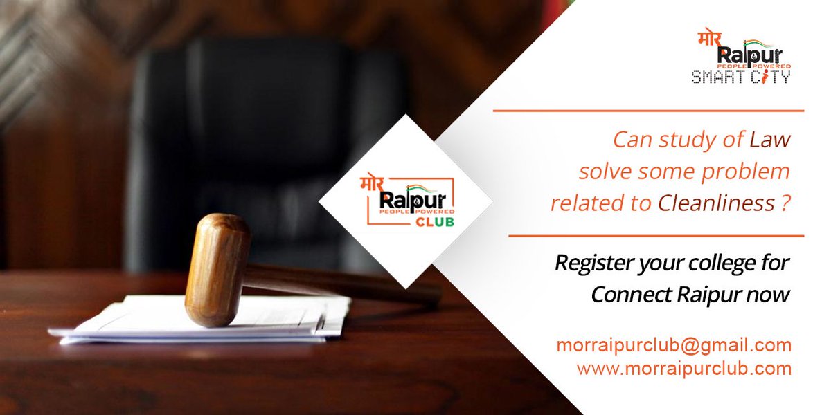 RaipurSmartCity's tweet photo. Calling out all the Law students studying in colleges of Raipur to use their subject knowledge and solve some real-life problems of Raipur city like Health, Transportation, Waste Mangement etc.
Visit https://t.co/jqbirVit8T
#MorRaipur #ConnectRaipur https://t.co/lGEzHOgNod