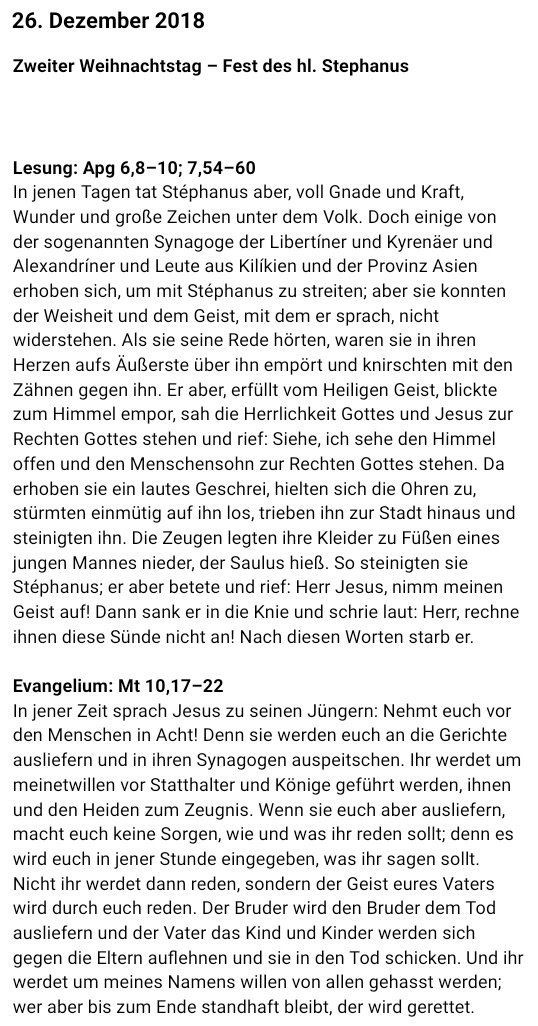 Bellfrell's tweet photo. #Lesung und #Evangelium zum #Stephanitag https://t.co/y3ewdkfWnU