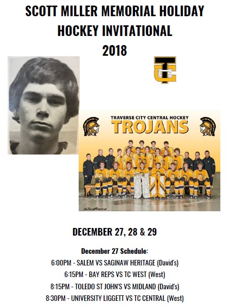 CoachGives's tweet photo. Our annual Scott Miller Memorial Holiday Invitational gets underway tomorrow. An eight team tournament featuring three teams currently ranked in the top 15 in Division 1 along with #14 in Ohio. @MichHSHockey https://t.co/Pt4d8rAwJk