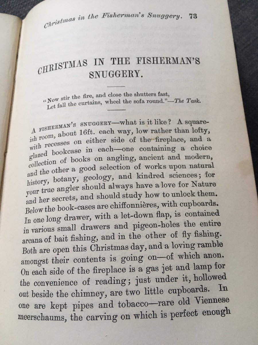 dickiestraker1's tweet photo. Christmas in the fisherman's snuggery - lovely tales of dark walks, pike, old pubs, barge men and libations with tramps...1880 Christmas readings with Francis Francis #booksilike https://t.co/zDTjYX56lK