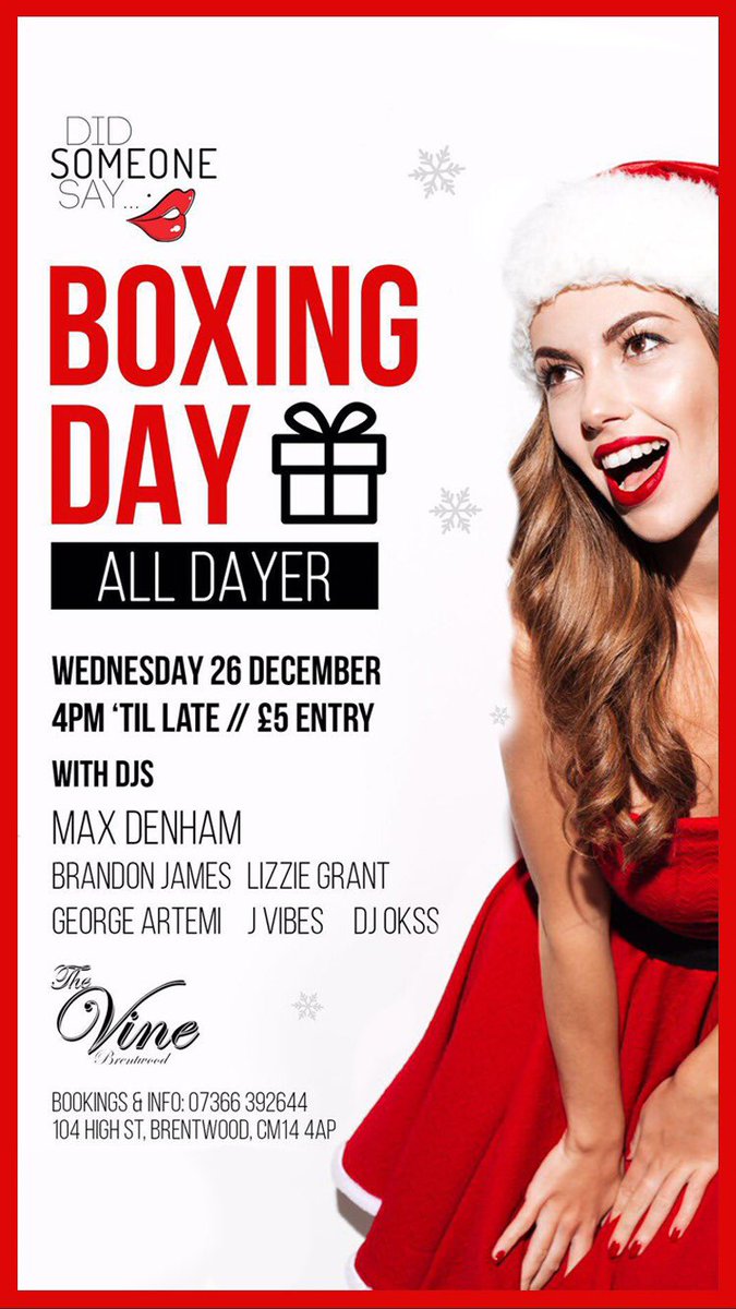 jamiereed_'s tweet image. Today @DSSNights #boxingday #brentwood #thevine