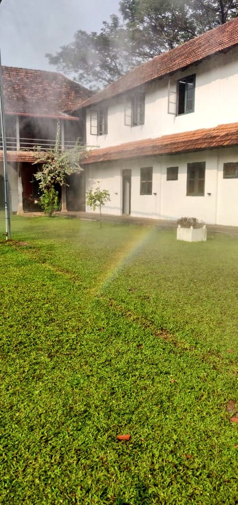 KochiBiennale's tweet photo. To see the rainbow around you in @Temsuyanger100's work at #PepperHouse, you have to get into the mist! 🌈 https://t.co/2C4zb9knI9