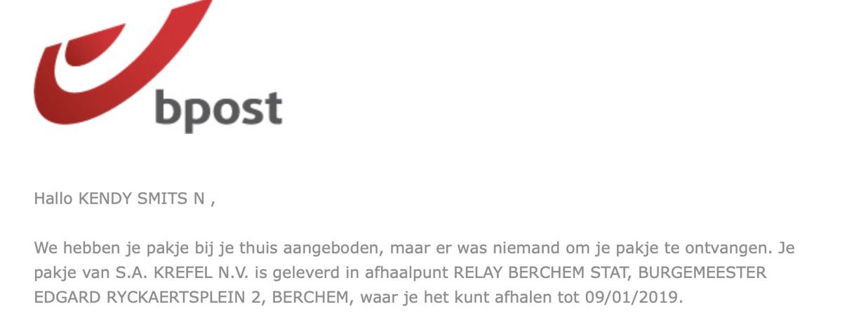 Beste <a href="/bpost_nl/">bpost</a> om te weten of we thuis zijn of niet, is het altijd handig om ook effectief eens aan te bellen. Dan zouden we de deur met plezier voor jullie open gedaan hebben. #tooeasy #klantgerichtmyass