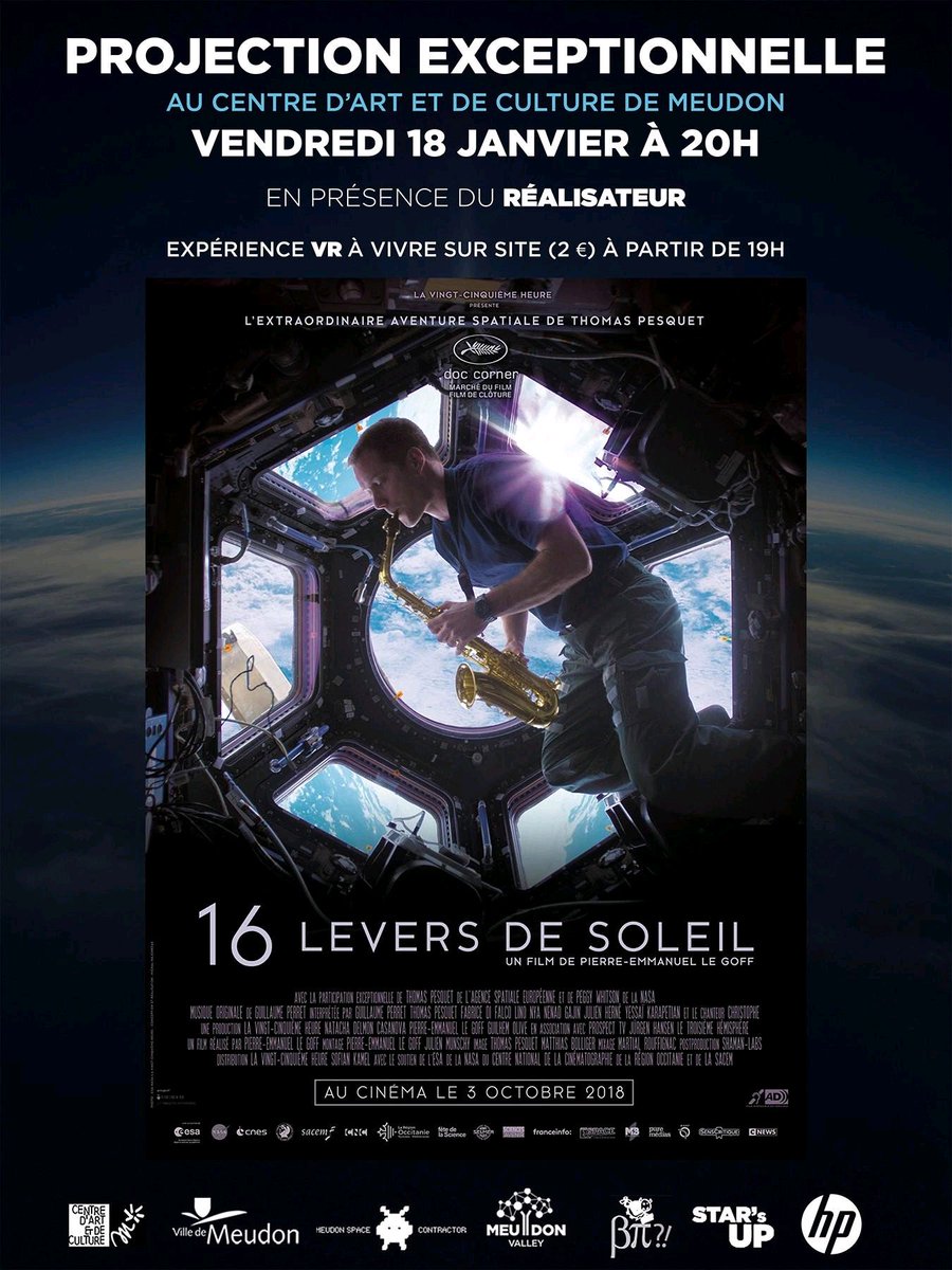 starsupfestival's tweet photo. Retrouvez nous pour le teaser du festival STARs_UP à l'occassion de la projection du film 16 levers de soleil. En partenariat avec la @VilledeMeudon @MeudonValley @LaBetaPi @HP https://t.co/yEF5KXbs6f