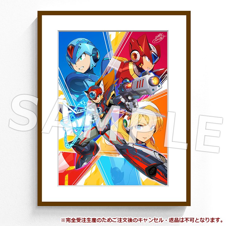 Rockman Unity V Twitter イーカプコン限定 額装グラフィックアート ロックマンx 25th 水野 佳祐 はい こちら 東京浅草花やしきさんの ロックマンユナイト ファイナルで初披露されワタクシと江口名人が撮影のため 生きるイーゼル と化したイラスト 受注生産