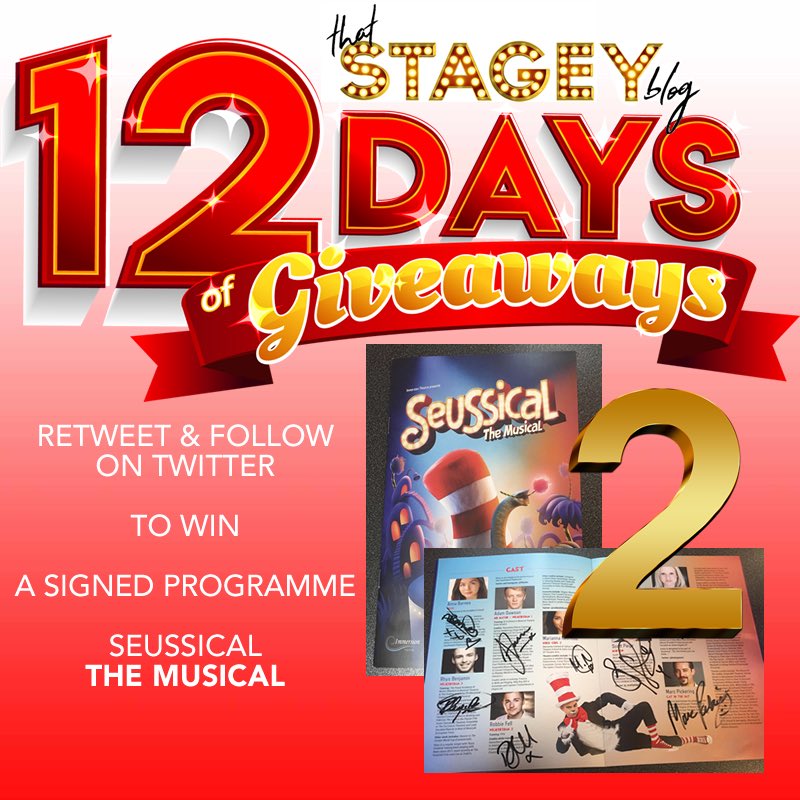 RT &amp; FOLLOW to #WIN a signed programme from <a href="/SeussicalLondon/">SeussicalTheMusical</a>  #12DaysofGiveaways. You still have six chances to catch this fab show at <a href="/swkplay/">Southwark Playhouse</a> until 29th. Book here: southwarkplayhouse.co.uk/show/seussical/
