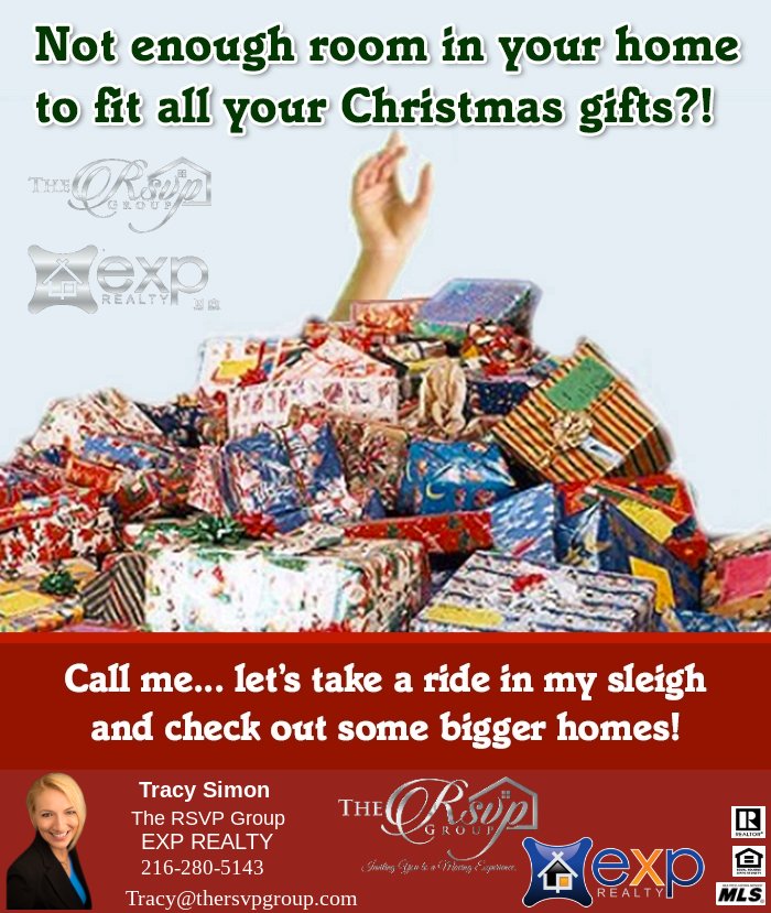 TracySimon_eXp's tweet photo. Need more space?  I can help you upgrade your housing situation 😉 🎅🎁🎁🏘️🏠
#xmas #needmorespace #realestate #tracysimonrealtor #exprealty #rsvp https://t.co/guoNUYKMbu