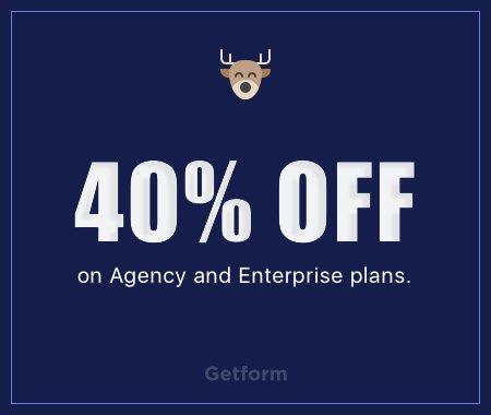 getformio's tweet image. Merry Christmas and Happy Holidays 🎄🎁⛄️ 
New Year Promotion, 40% off on agency and enterprise plans for a week!
Visit getform.io to get the deal.

#getform #webforms #MerryChirstmas #Happy2019