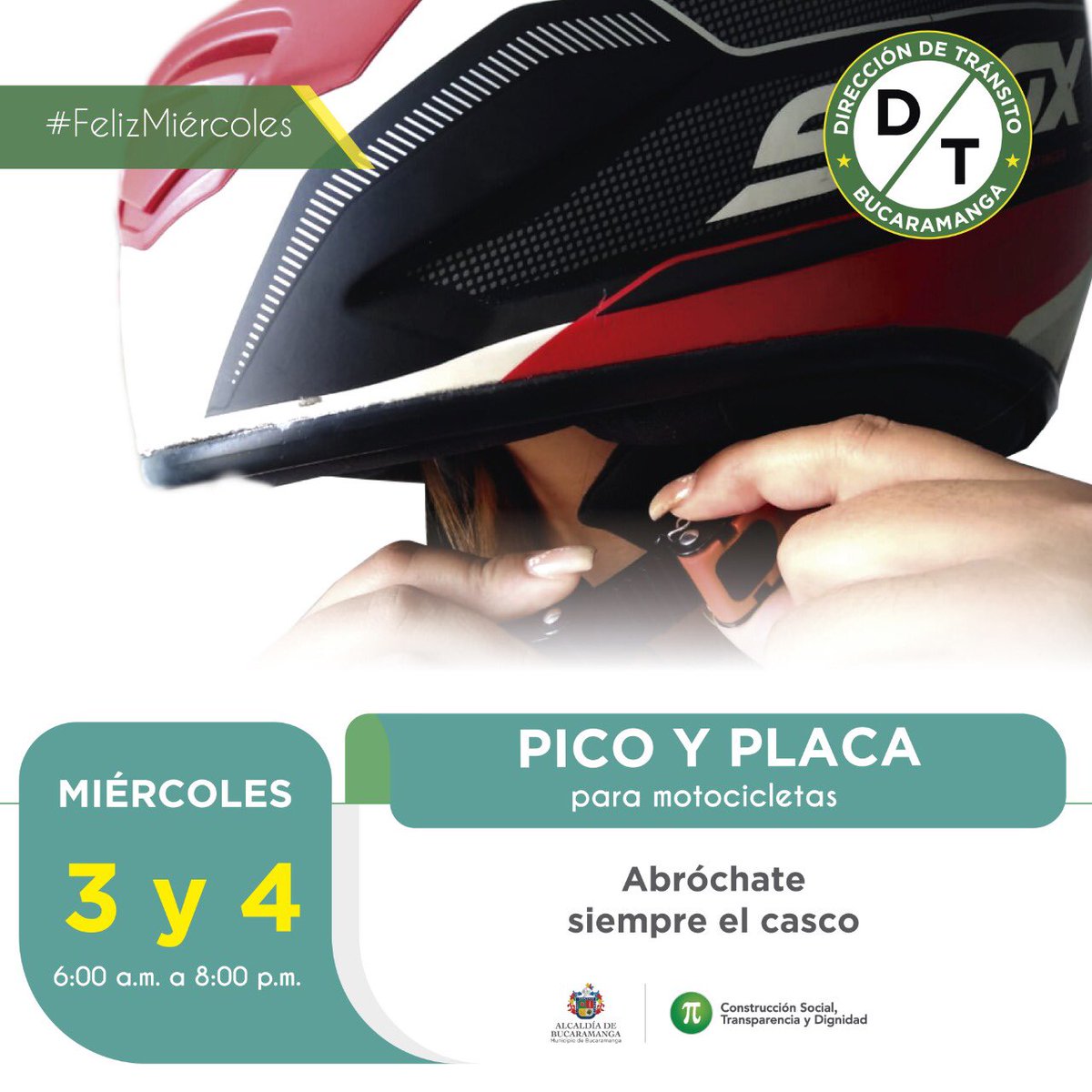 transito_bga's tweet photo. #FelizMiércoles Recuerda el #PicoyPlaca para motocicletas https://t.co/RAEguwWih3