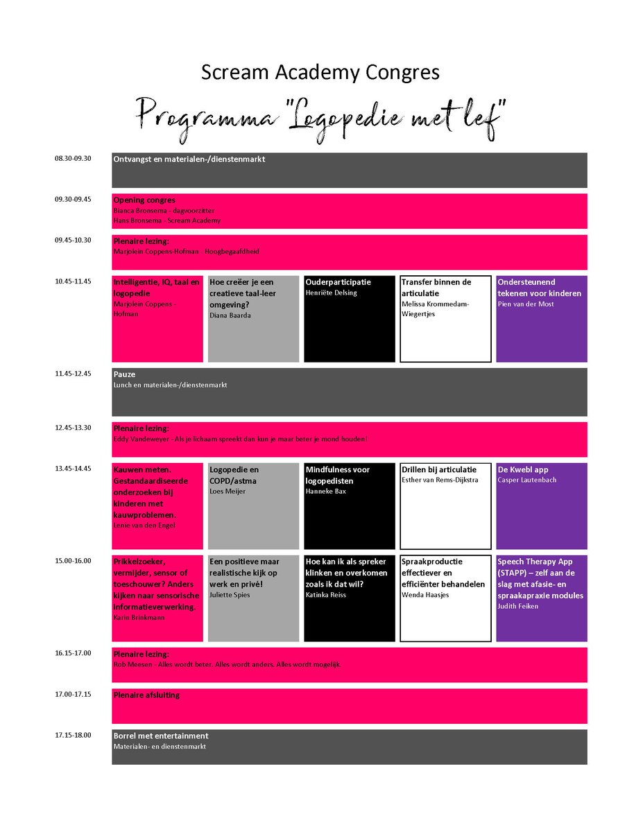 Heb jij het hele programma al gezien? Laat weten naar welke workshops jij gaat!
Koop je ticket vóór 31/12/2018 en win!

Koop hier je ticket: scream.academy/congres/
#sacongres2019 #logopedie #screamcongres #lekkerpraktisch #delenwordtgewaardeerd #logopediemetlef