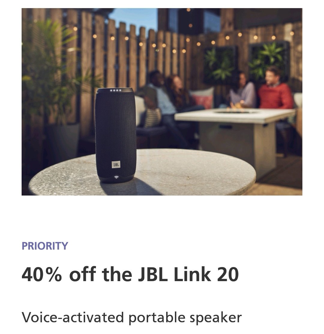 O2GuruLennySale's tweet image. Save 40% on the JBL Link 20 via the #02Priority App and has built in Google Assistant for your everyday needs such as Weather, News and My O2 App! Get a demo of the device today at @MiddletonShop #WhyO2Wednesday #BoxingDay #O2Middleton