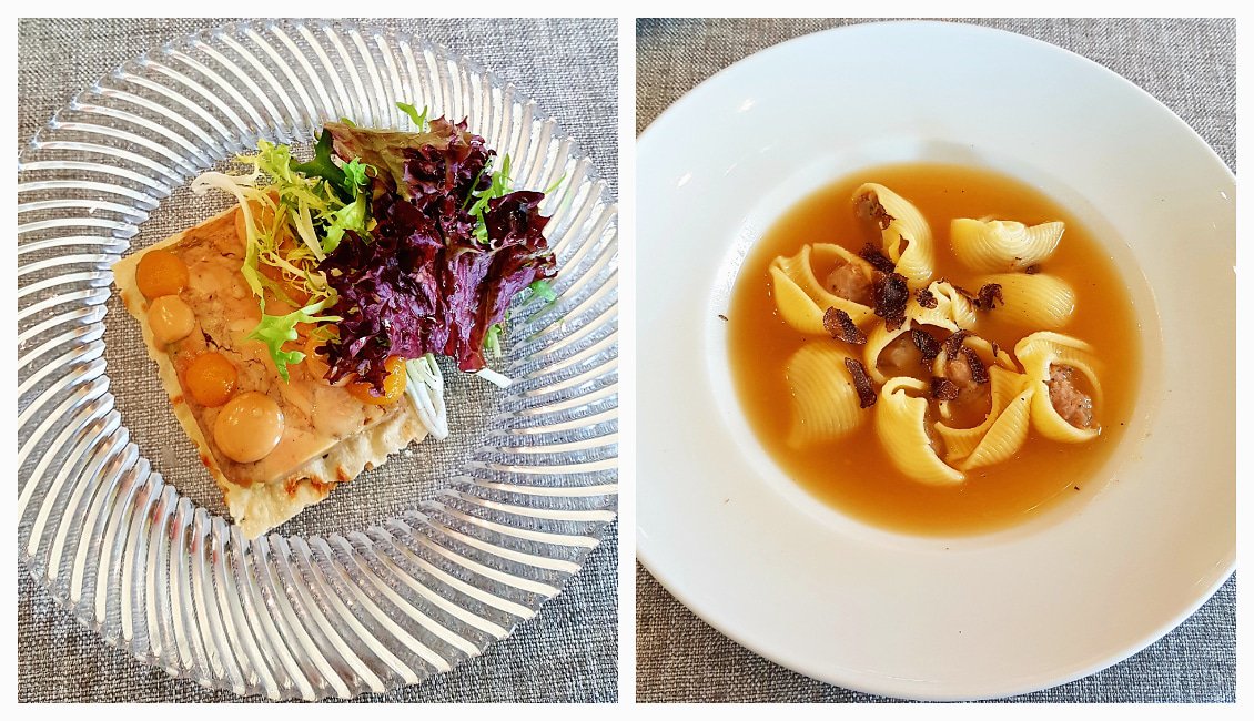 oliueta's tweet photo. Àpat de Nadal del Rom Roses Restaurant i Taverna. Armanyac, foie, escarola, vinagreta de fruits secs. Caldo de Nadal, galets farcits trufats. #aRoses #AltEmpordà #visitroses #romrosesrestaurant @pere_planaguma #faustorom #albertlorenzo #romroses #nadal2018 https://t.co/DygQg1VS9l