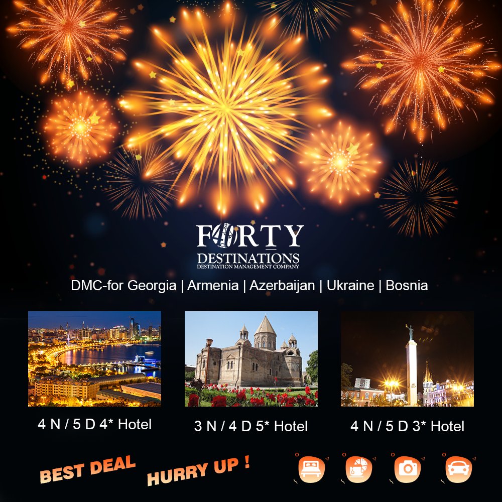FortyTravels's tweet photo. New Year Departures for Azerbaijan / Armenia / Georgia
#FortyDestinations #traveler #agents
Forty Destinations - Experts @ Low Cost.
Call us now at 0559966554 and start selling.
#vacation #tourism #blogger #worldtraveler #MotivationalQuotes 
#MondayMotivation https://t.co/0fBXyGrPh8