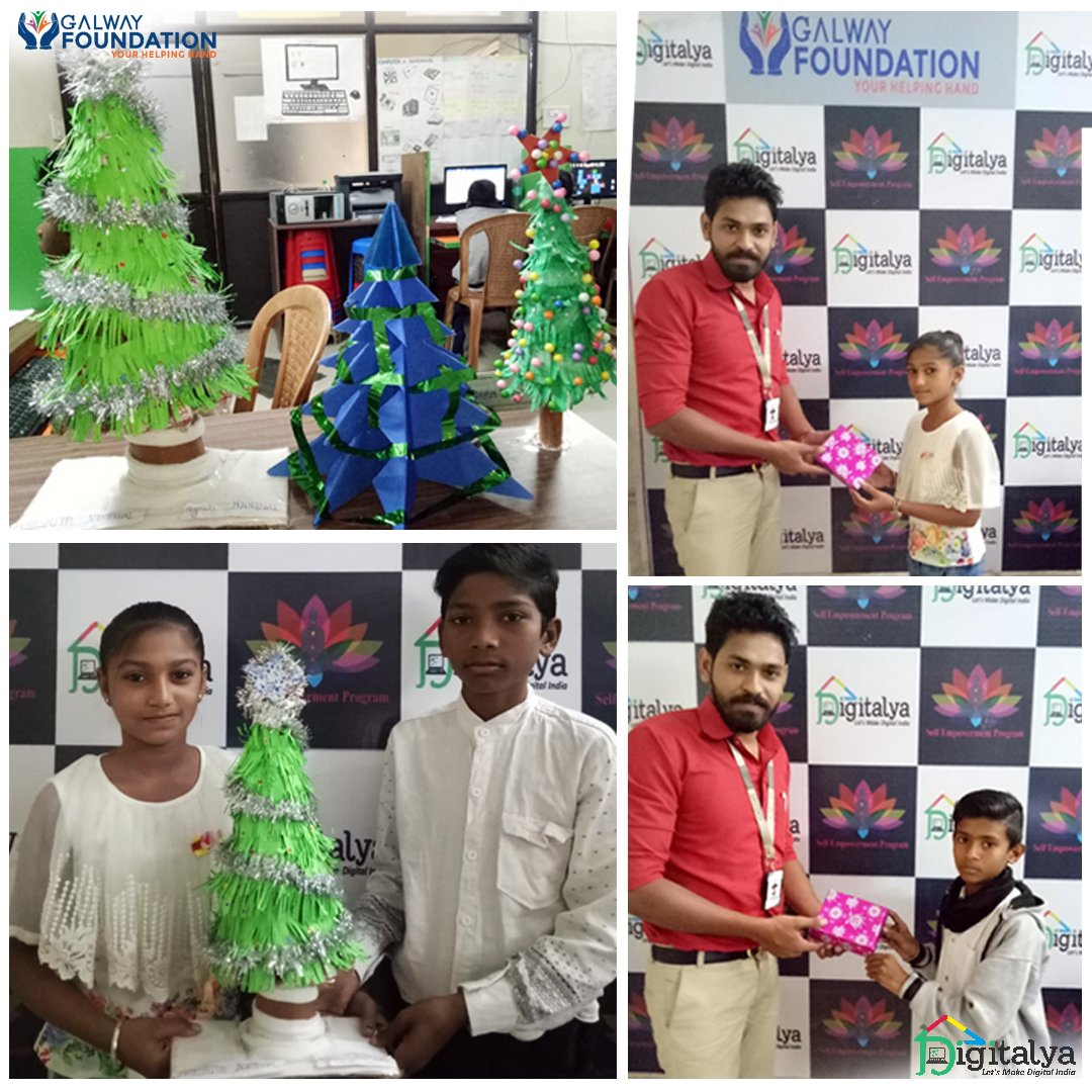 GalwayFdn_CSR's tweet photo. @GalwayFdn_CSR #Digitalya isn't just making students Digitally enabled yet in addition helping these kids to demonstrate their innovativeness. So, on the event of #Christmas, Students from #Indore COL had made Christmas tree to thanks their mentor cum #trainer Mr #DeepakShinde. https://t.co/U00eBPUVq0