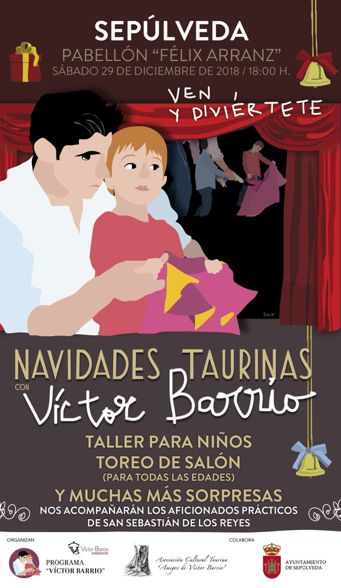 FVictorBarrio's tweet photo. 📢 Próxima actividad: Un año más el #ProgramaVB celebra la #Navidad en #Sepúlveda 🎄
El próximo sábado volvemos a juntarnos para disfrutar de unas navidades taurinas. 👇
Colabora: @ATaurinosSanse 👏👏👏 https://t.co/74lpM5zepx