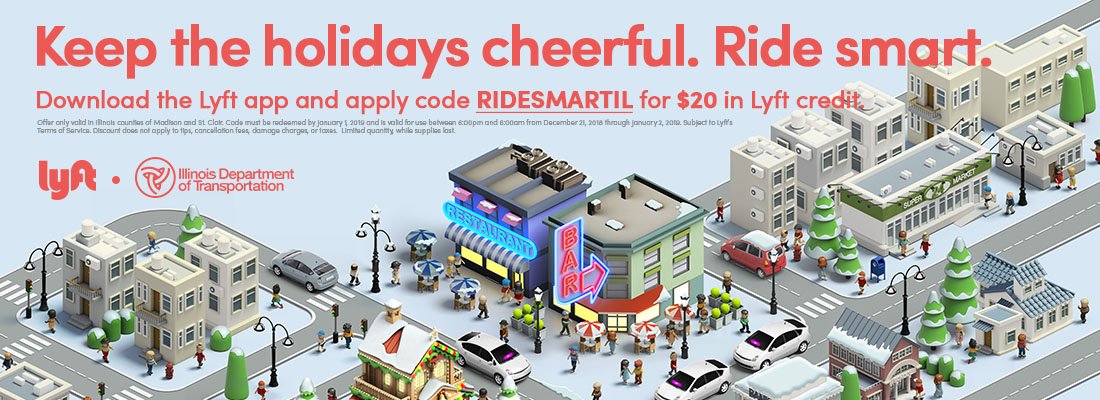 If being full of holiday spirit means also being full of holiday spirits, there's still time to catch a free ride home from <a href="/lyft/">Lyft</a>. Just use the code RIDESMARTIL in the Lyft app to receive a $20 credit. More than half of the 500 redemptions have already been claimed!