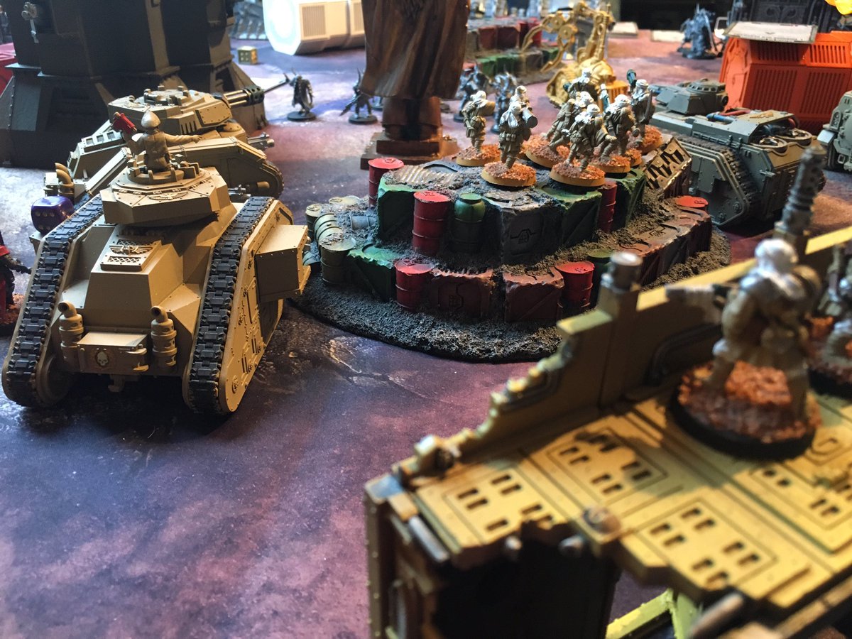 xMcVictimx's tweet photo. After a hard Siege through the #DeathGuard , the #Tallarn Raiders managed to get the win with 10:7 against the filthy #Heretics ! #chapterapproved @40Ktoday @Games_Workshop1 #warhammer40k #tabletop #imperialguard #tallarndesertraiders https://t.co/zhQt9PUfsd