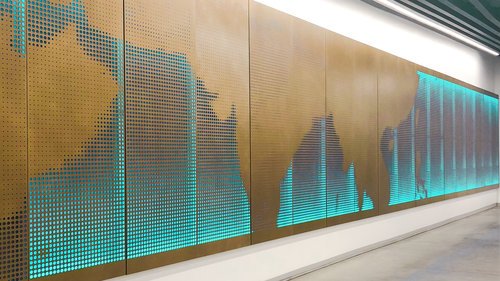 BrowardArts's tweet photo. Here's a great new set of pictures of Port Everglades' latest public art installation. Creative chief Vanessa Till Hooper and #StudioHHH unveiled Visual Voyage, an interactive light wall at @PortEverglades Terminal 25. https://t.co/dQLjKpcrFX