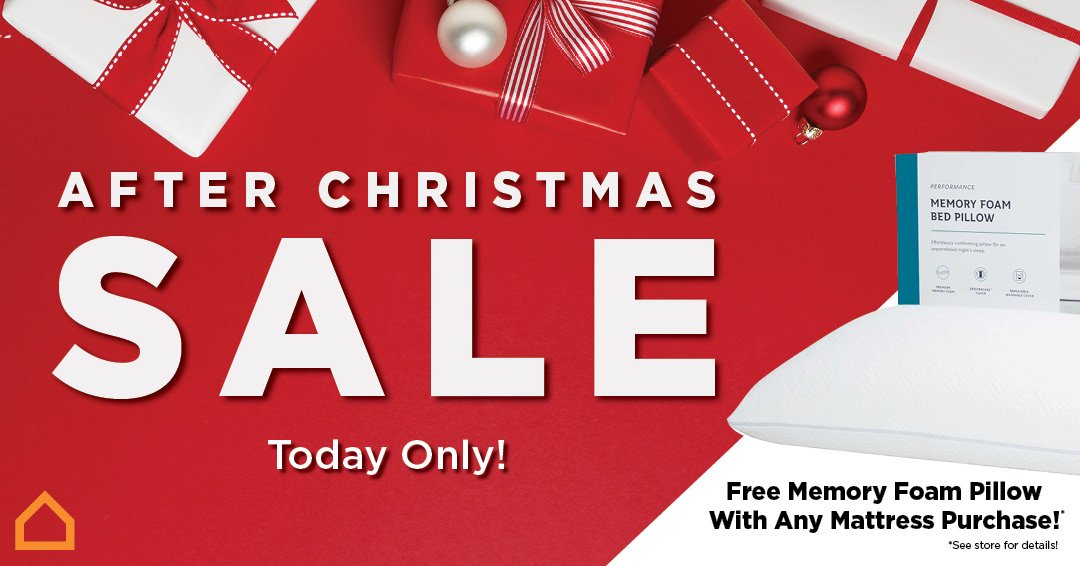 AshleyJax's tweet photo. Free pillow with any mattress purchase - Today Only! See store for details and for more after Christmas deals! https://t.co/sKIzbFGQT8