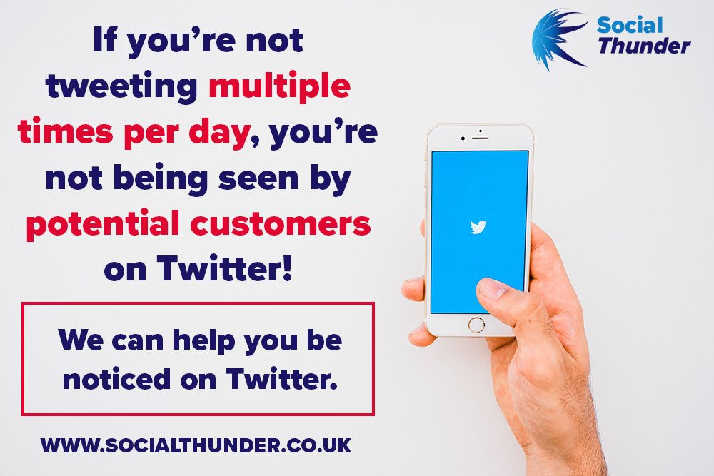 Sign up to our Twitter service and we will post regular, image-based tweets to your Twitter timeline, 7 days a week. Take the stress out of Twitter. Learn more at socialthunder.co.uk