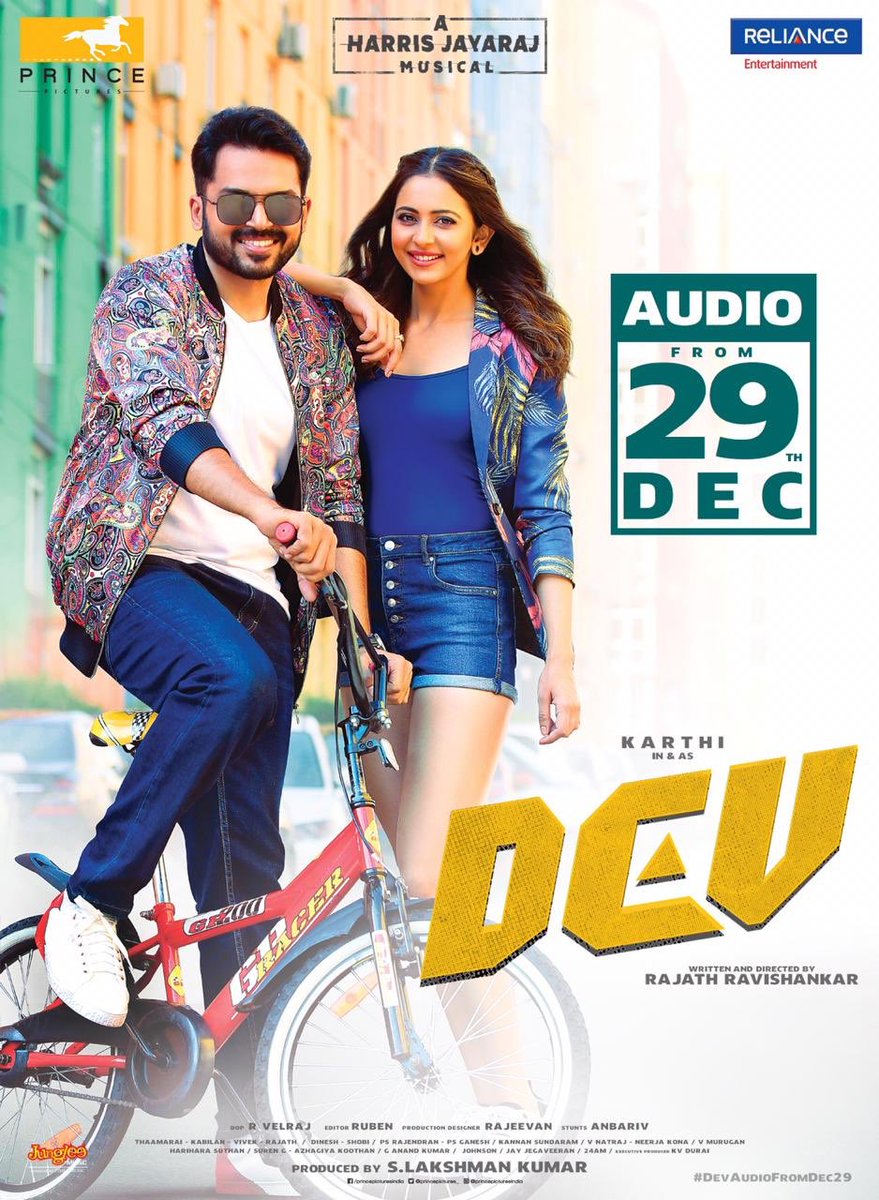 OnlyKollywood's tweet image. The super cool #Dev album from this Saturday. Music by @Jharrisjayaraj 

#DEVaudiofromDec29 @Karthi_Offl @Rakulpreet @RajathDir @PrincePictures_ @lakku76 @RelianceEnt