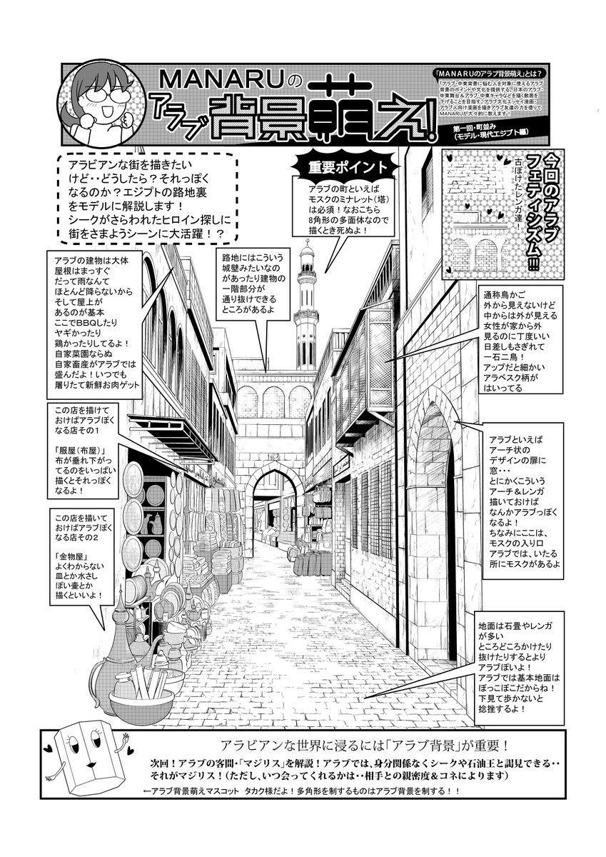 天川 てんかわ まなる 冬コミの３日目ｓ ５４ａ 新刊 アラブ背景萌え アラビアンな背景の解説を使っての文化 背景の描き方 コツ本 なんと漫画やイラストに使えるアラビアンな背景フリー素材付 クリスタ ｐｓｄデータ対応 １０部ぐらいしか