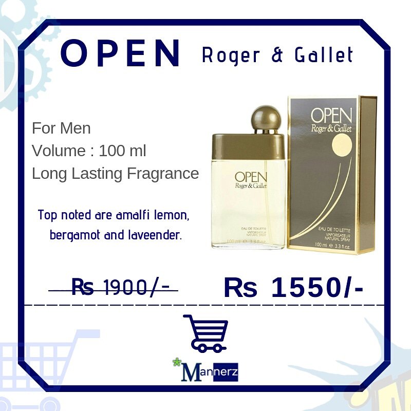 mannerzpk's tweet photo. OPEN  By Roger &amp; Gallet | For Men
Size: 100 ML | Long Lasting #Fragrance.
>>  
Buy Now at Best Price :  Rs. 1550/-
🎀 For Details &amp; Order Visit Now: 
https://t.co/1nxpMim9qx https://t.co/eZOXBxOCrN