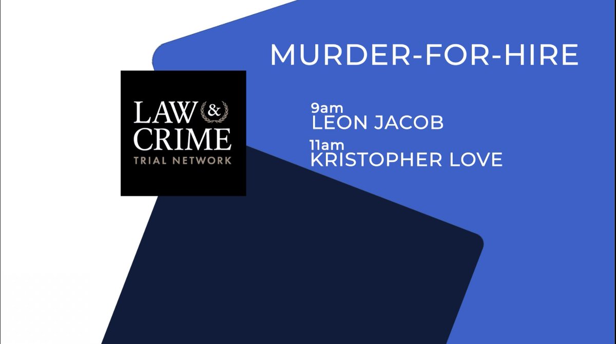 LawCrimeNetwork's tweet photo. Today on L&C REWIND:
9-11 - @jessecordweber and @SGcrimlaw revisit the #LeonJacob Murder-for-Hire trial
11-12 - @jessecordweber & Jared Whaley revisit the #KristopherLove Murder-for-Hire trial https://t.co/hReJFKn9ZO