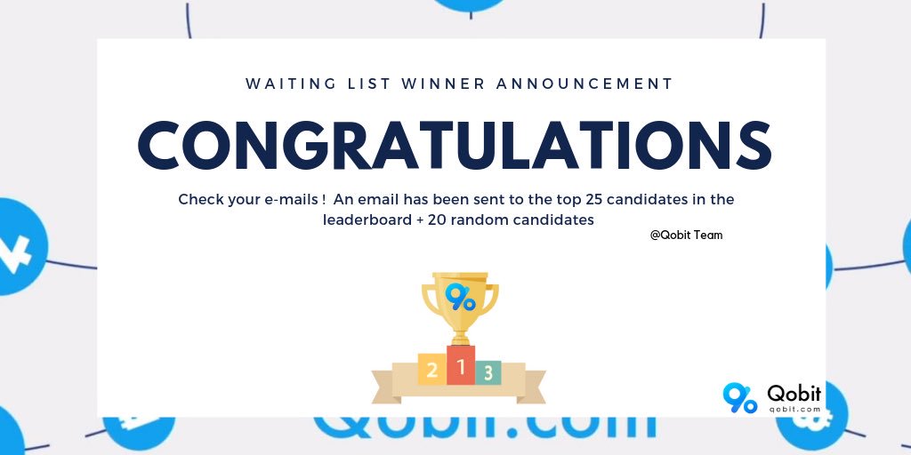 QobitCom's tweet photo. Are you among the top 25 candidates ? Check your e-mails ‼️@QobitCom
More info : https://t.co/jhguYnCOZt
#Qobit #crypto #cryptocurrency #Blockchain #ICO #waitinglist #Token https://t.co/77MCdY6z4n
