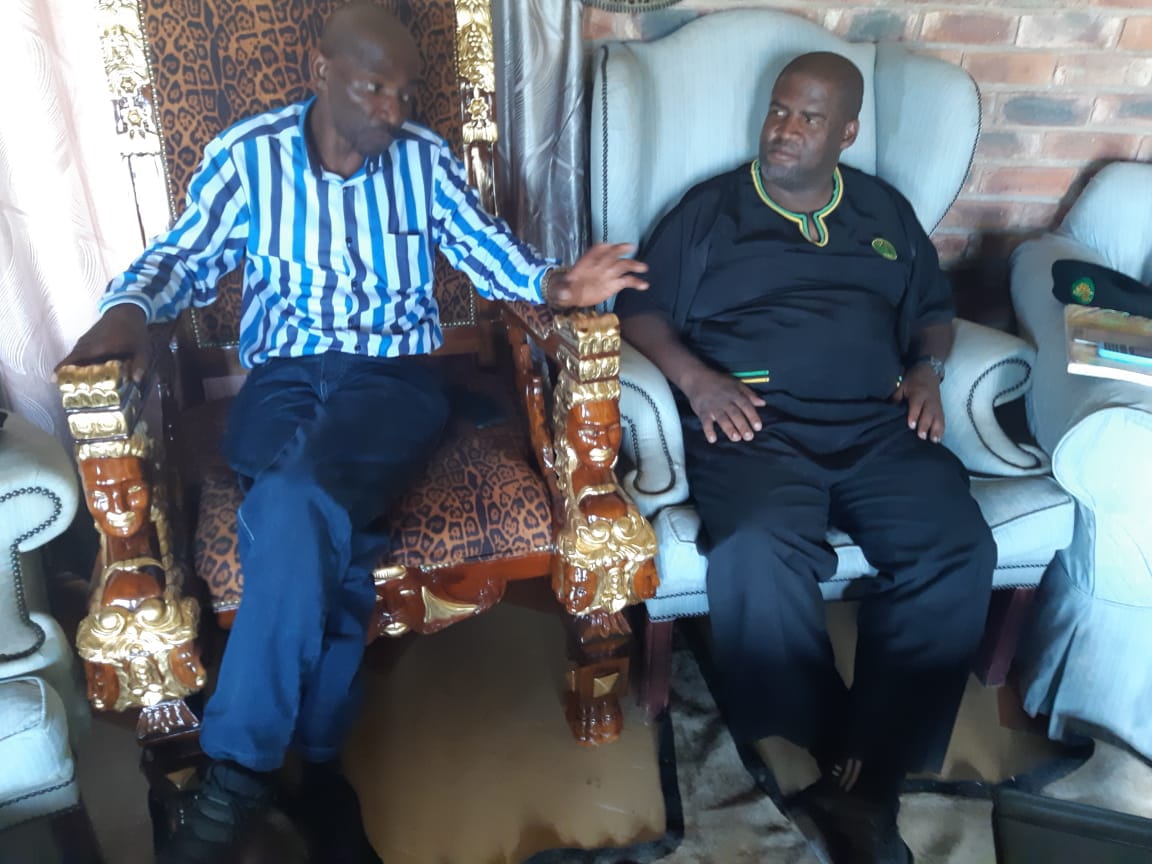 cape_pac's tweet photo. PAC President Nyontso paying a visit to His Highness King Zwelonke Sigcawu. The President is leading the charge to reclaim our land which was brutally robbed from our Kings.

Land first all shall follow is the rallying cry of the PAC, yet again.
Izwe Lethu https://t.co/v8p60GtB4R