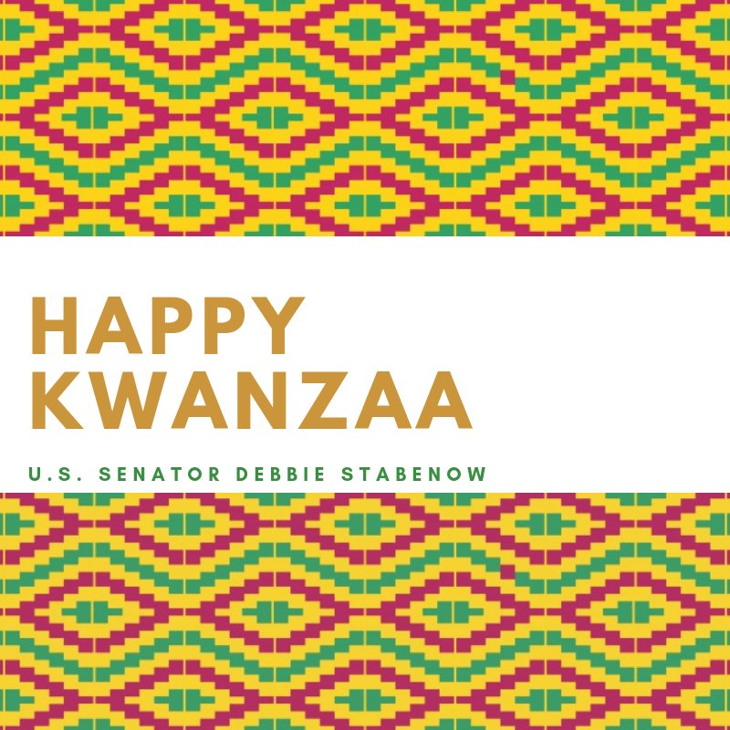 SenStabenow's tweet image. Wishing all celebrating Kwanzaa a wonderful and joyous holiday!