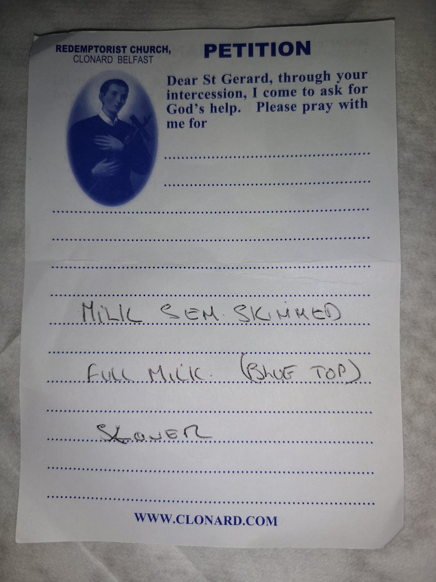 elmrob's tweet photo. My MiL looking for some divine intervention with the shopping list today :) https://t.co/wjOl8vyg8c