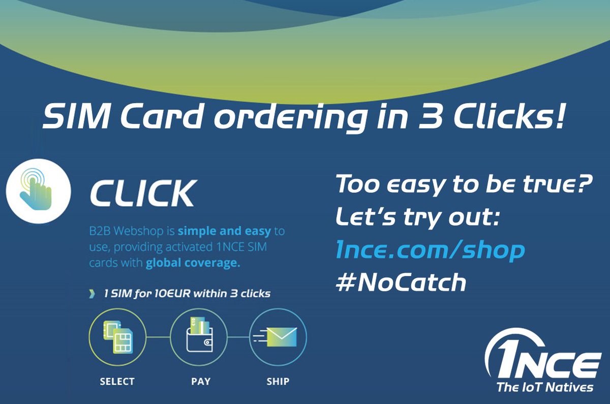 IoTGN's tweet photo. Some things are too good to be true, but not this offer! You’re just 3 clicks away from ordering #1NCE #IoT #SIMs – Select, Pay, Ship! It’s that easy – #NoCatch here https://t.co/7pW0o4bbRw #1NCE #1NCEInfluencer #iotnative #1NCEWebShop @1NCE3 https://t.co/WODy9Ila6E
