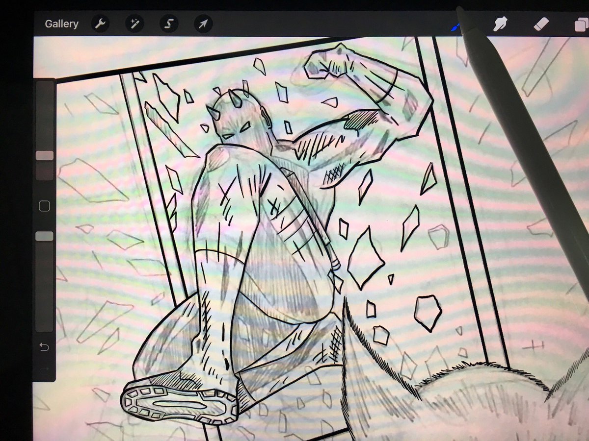DennisYeeart's tweet photo. New panel take out action window @procreate #daredevil #marvel #comicbookartist #mattmurdock #ipadpro #wip #illustration #procreate #procreateapp #procreateart #workingcomic #digitalartist #dennisyee https://t.co/DekyZuDbCu