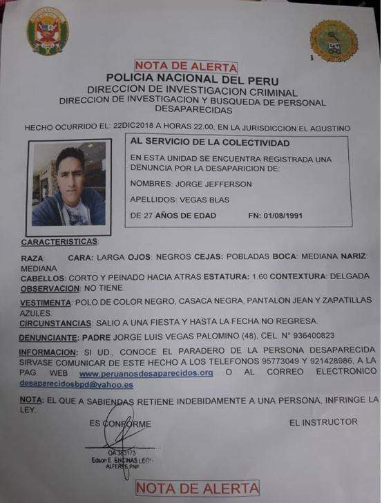 MuniLima's tweet photo. #AlertaAmberMML: Informamos la desaparición de Jorge Vegas Blas (27), visto por última vez en El Agustino.
▶ Cualquier información comunicarse al teléfono: 936 400 823. https://t.co/iJEzifWbAv