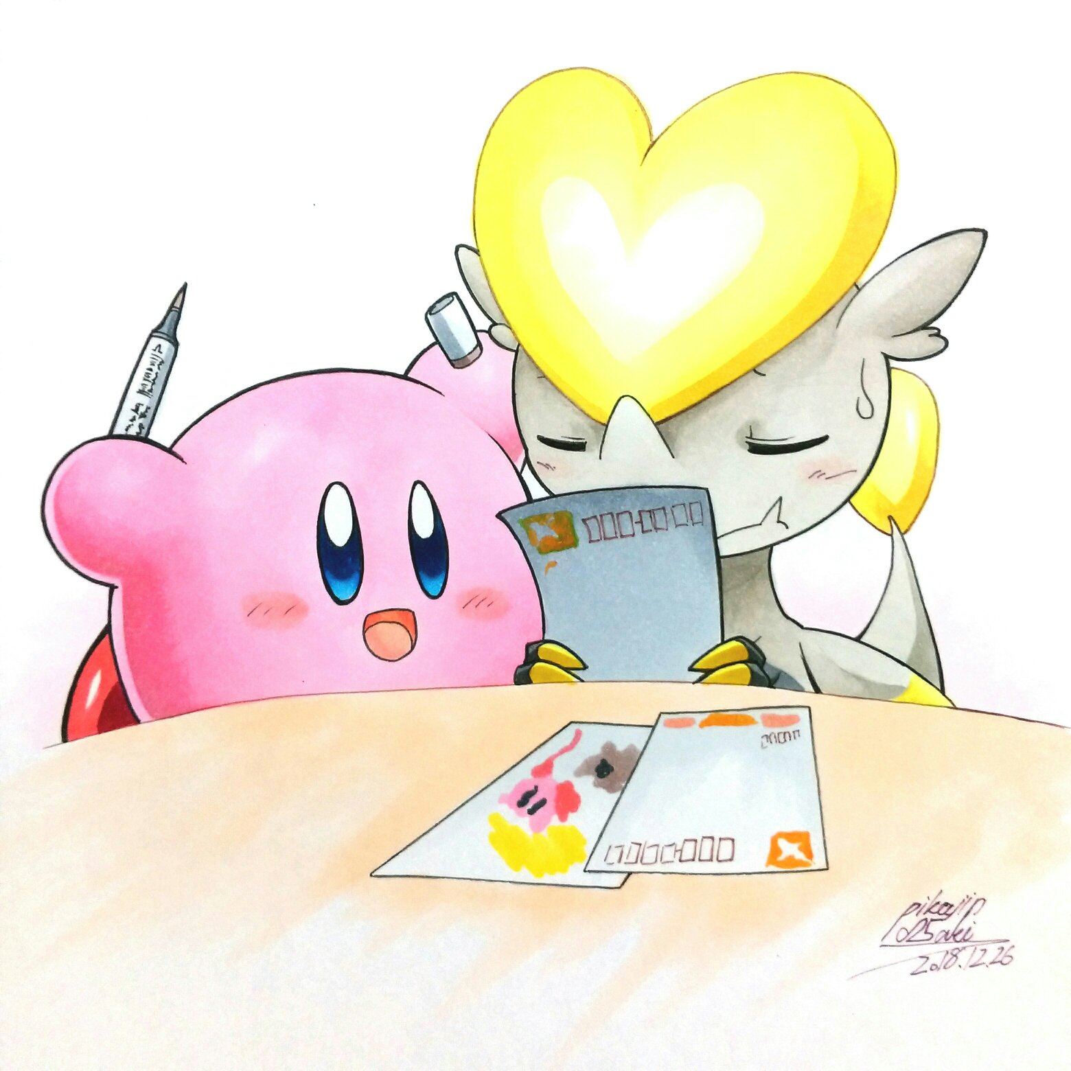 ピカじん カービィとうちのジャラコが年賀状イラストにチャレンジ 大丈夫ですかね T Co D7aqa0vj3m Twitter