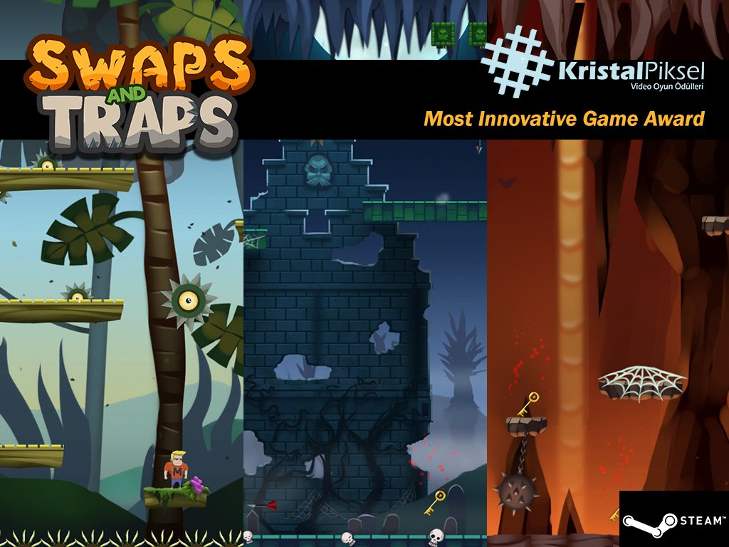 This is how we end a year and start a fresh one: WE WON AN AWARD!
<a href="/SwapsAndTraps/">Swaps and Traps</a> is the winner of Innovation category in <a href="/kristalpiksel/">Kristal Piksel</a>.

Don't forget! SaT is 50% off during winter sale on Steam. ;)
store.steampowered.com/app/670610/Swa…

#indiegame #indiedev #gamedev #game #gaming #gamer